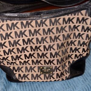 Michael Kors Black and Tan MK Patterned Bag